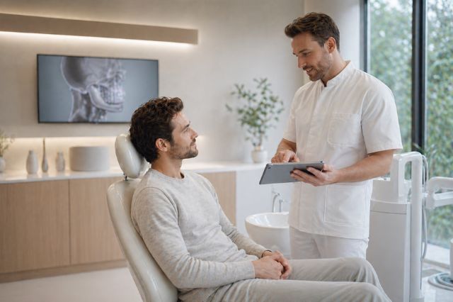 Mann mit Atemproblemen beim Zahnarzt airway obstruction dentistry